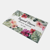 Watercolor Tropical Floral Botanical Beach House Deurmat (Schuin)