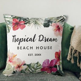 Watercolor Tropical Floral Botanical Beach House Kussen