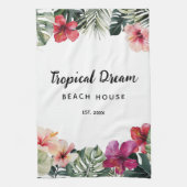 Watercolor Tropical Floral Botanical Beach House Theedoek (Verticaal)