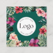 Watercolor Tropical Floral Botanical Logo Vierkante Visitekaartje (Voorkant)