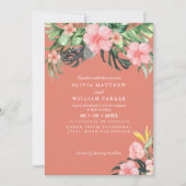 Watercolor Tropical floral Summer Beach Wedding Kaart (Voorkant)