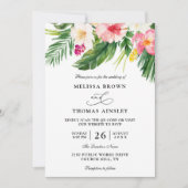 Watercolor Tropical Flowers Budget QR Code Wedding Kaart (Voorkant)