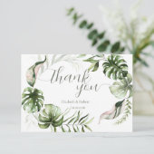 Watercolor Tropical Leaves Greenery Bedankkaart (Staand voorkant)