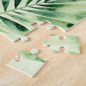Watercolor Tropical Monstera Palm Leaves Pattern Legpuzzel (Zijkant)