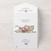 Watercolor Tropical Protea Wedding  All In One Uitnodiging (Buitenkant)