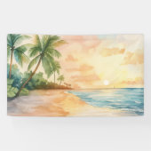 Watercolor Tropical Sunset Spandoek (Horizontaal)