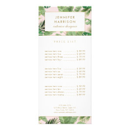 Watercolor tropisch bladerenpatroon op roze reclamekaart