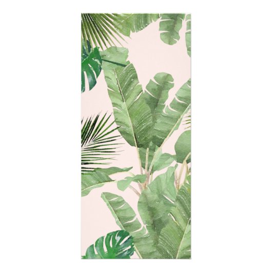 Watercolor tropisch bladerenpatroon op roze reclamekaart (Achterkant)