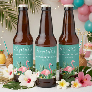 Watercolor Tropisch Bloemendekor Meisjesuitje Bier Etiket