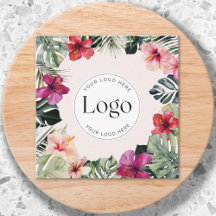 Watercolor Tropisch Bloemmotief Botanisch Logo