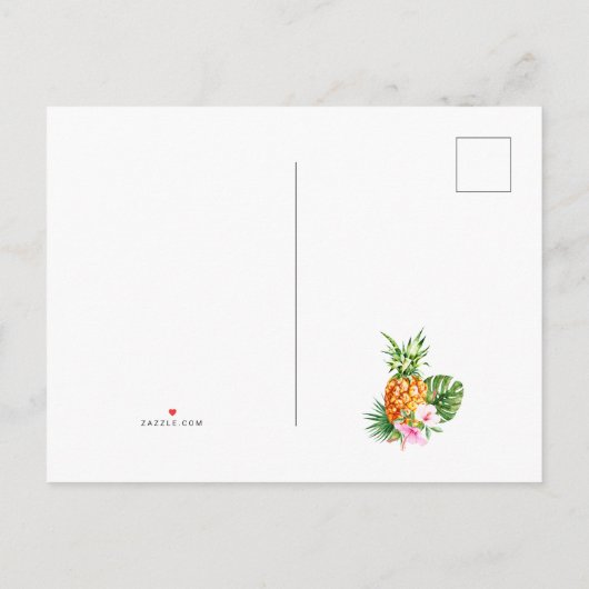 Watercolor Tropisch Bloemmotief Nieuw Adres Aankondigingskaart (Achterkant)