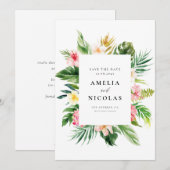 Watercolor Tropisch Botanisch Frame Zomer Save The Date (Voorkant / Achterkant)