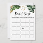 Watercolor Tropisch Bruidsbruiloft Bingo Spelkaart Kaart (Voorkant)