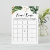 Watercolor Tropisch Bruiloftsfeest Bingo Spelkaart Kaart (Staand voorkant)