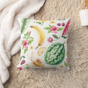 Watercolor Tropisch Fruit Worp Pillow Hoes Kussen