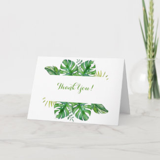 Watercolor Tropisch Groen Monstera Bladeren Bruilo Bedankkaart