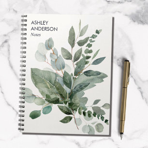 Watercolor Tropisch Groen Salie Eucalyptus Bladere Notitieboek