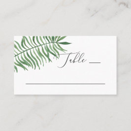 Watercolor tropisch groen wedding. Palmbladeren Plaatskaartje