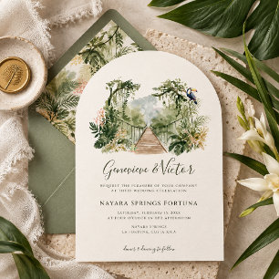 Watercolor Tropisch Jungle Bestemming Trouwen Kaart