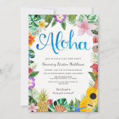 Watercolor Tropisch Luau Afsluitingsfeest Uitnodig Kaart (Voorkant)