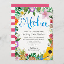 Watercolor Tropisch Luau Afstudeerfeest Uitnodigin
