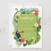 Watercolor Tropisch met Toekan Trouwkaart Groen ID Kaart (Voorkant)