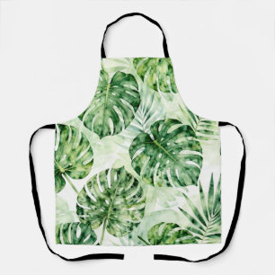 Watercolor Tropisch Monstera Palm Bladeren Patroon Schort