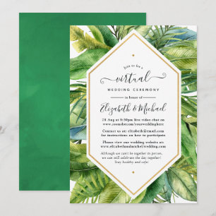 Watercolor Tropisch Online Virtueel Huwelijk Kaart