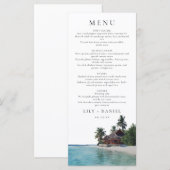 Watercolor Tropisch Strand Bestemming Trouwen Menu (Voorkant / Achterkant)