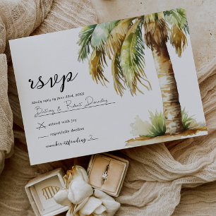 Watercolor Tropisch Strand Bruiloft RSVP Kaartje
