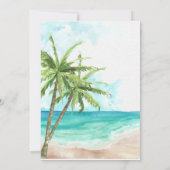 Watercolor Tropisch Strand met Palmbomen Save The Date (Achterkant)