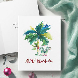 Watercolor Tropisch Strand Opvouwbare Kerstkaarten Feestdagen Kaart