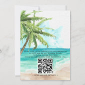 Watercolor Tropisch Strand Palm QR Code Bruiloft Kaart (Achterkant)