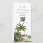 Watercolor Tropisch Strand QR Code Bruiloft Kaart (Achterkant)