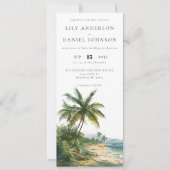 Watercolor Tropisch Strand QR Code Bruiloft Kaart (Voorkant)