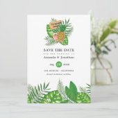 Watercolor Tropisch Summer Strand Bruiloft Save The Date (Staand voorkant)