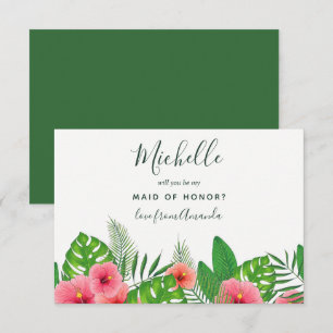 Watercolor Tropisch Wil Je Mijn Getuige Zijn Kaart
