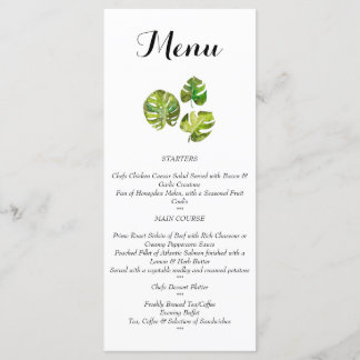 Watercolor Tropische Bladeren Bruiloftsmenu Menu