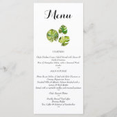 Watercolor Tropische Bladeren Bruiloftsmenu Menu (Voorkant)