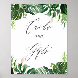 Watercolor Tropische Bladeren Kaarten en Cadeaus B Poster