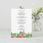 Watercolor Tropische Bladeren Strand Bruiloft Menu (Staand voorkant)