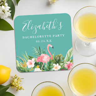 Watercolor Tropische Bloem Bachelorette Feest Kartonnen Onderzetters