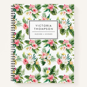 Watercolor Tropische Bloemen Boeket Patroon Notitieboek
