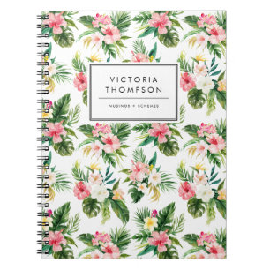 Watercolor Tropische Bloemen Boeket Patroon Notitieboek
