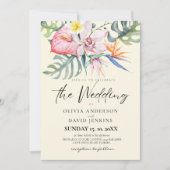 Watercolor Tropische Bloemen Bruiloft  Kaart (Voorkant)