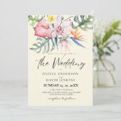 Watercolor Tropische Bloemen Bruiloft  Kaart (Staand voorkant)