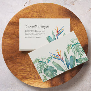 Watercolor Tropische Bloemen en Groene Beplanting  Informatiekaartje