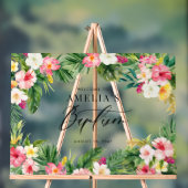 Watercolor Tropische Bloemen Kader Doop Acryl Bord (Neutraal)