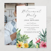 Watercolor Tropische Bloemen Pensioenfeest Foto