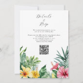 Watercolor Tropische Bloemen QR Code Trouwen Kaart (Achterkant)